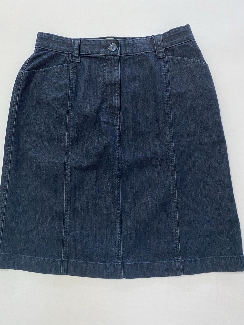 L.L. Bean Classic Fit Dark Wash Denim Skirt Women's Size 10 Casual Minimalist